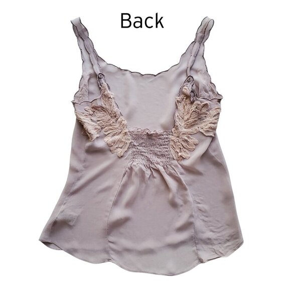 New Romantics Free People Coquette Sheer Applique Scalloped Edge Pink Cami S - Picture 6 of 16